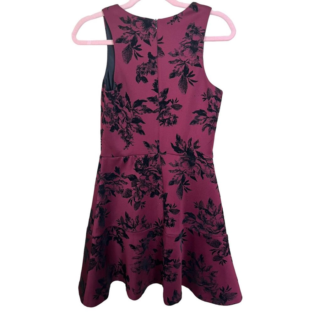 Design Lab Lord & Taylor wine sleeveless dress black velvet floral Small NWT